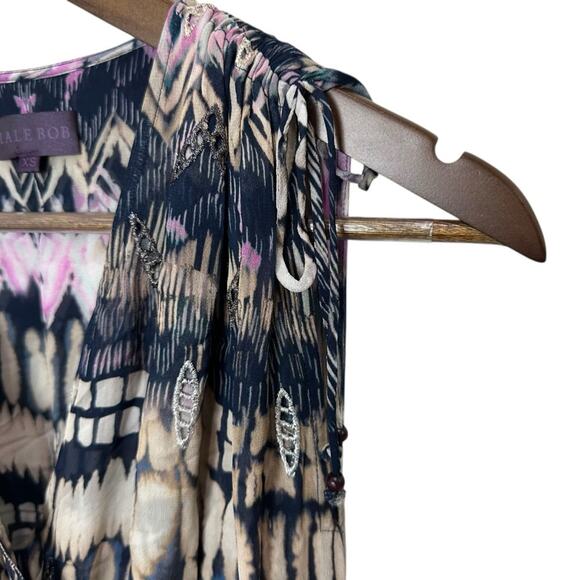 Hale Bob Multicolor Patterned Chiffon Metallic Embroidered Midi Dress XS - Picture 4 of 12